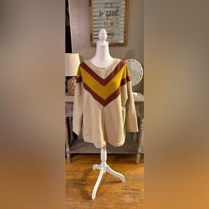 Entro Oversized Chevron Sherpa Pullover Sweater - Small